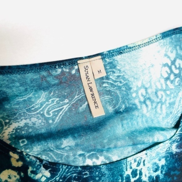 𝅺susan Lawrence Deep Teal Patterned Women’s Top - Picture 5 of 5